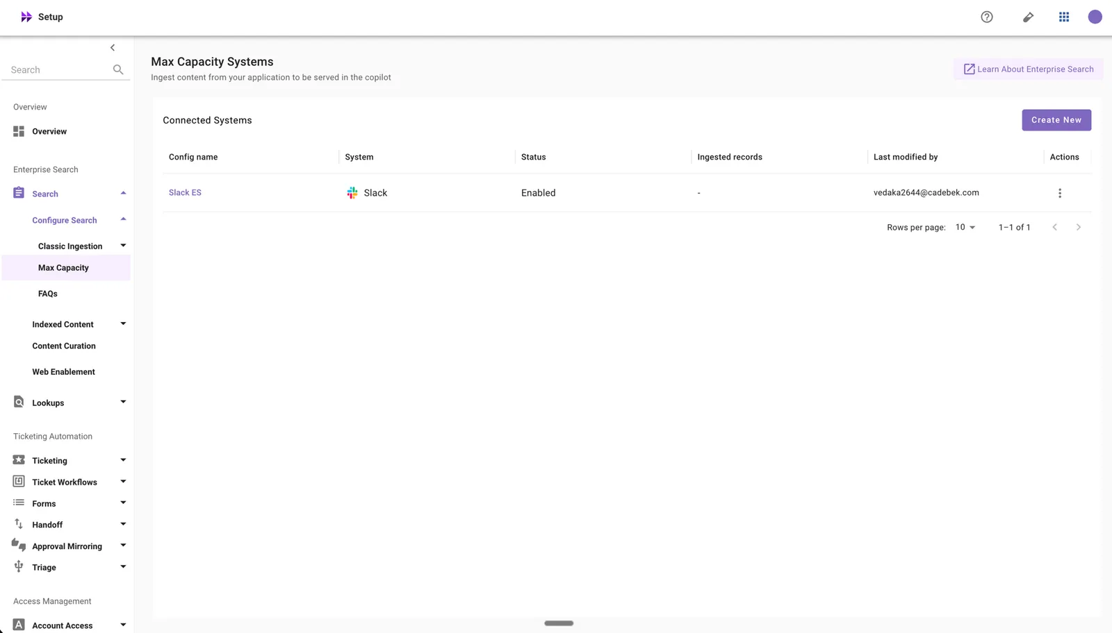 Max Capacity Systems in Configure Search