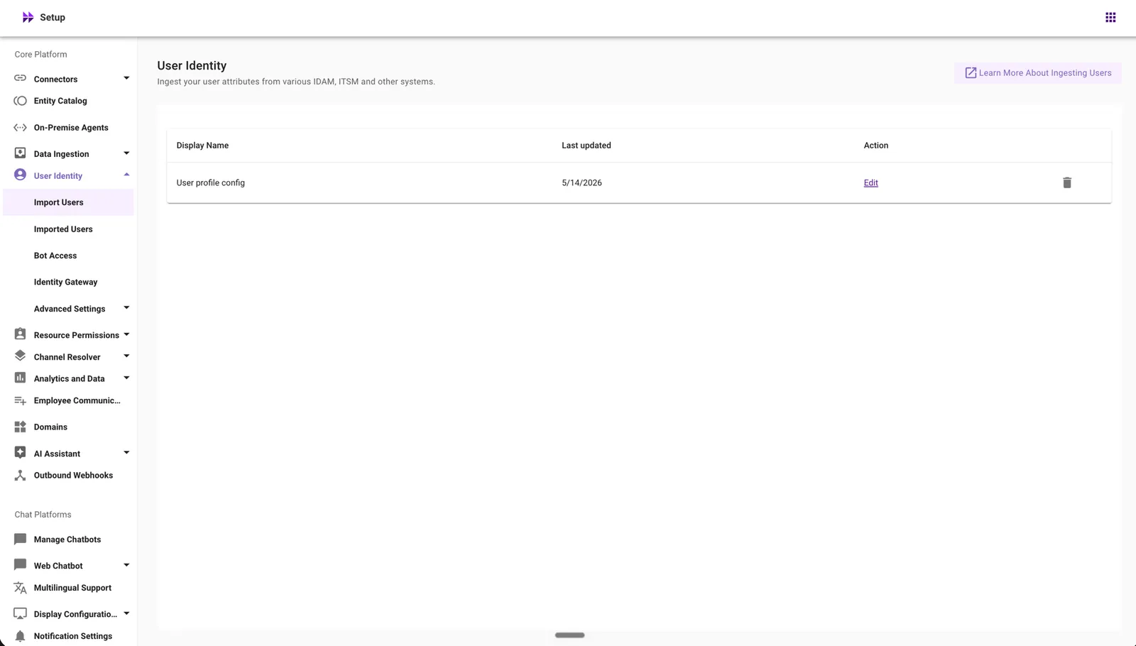 Import Users (Version 1) in User Identity
