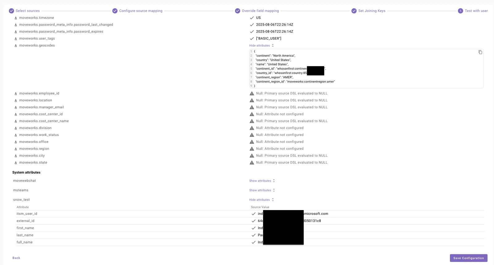 Final user profile built from all configured sources.