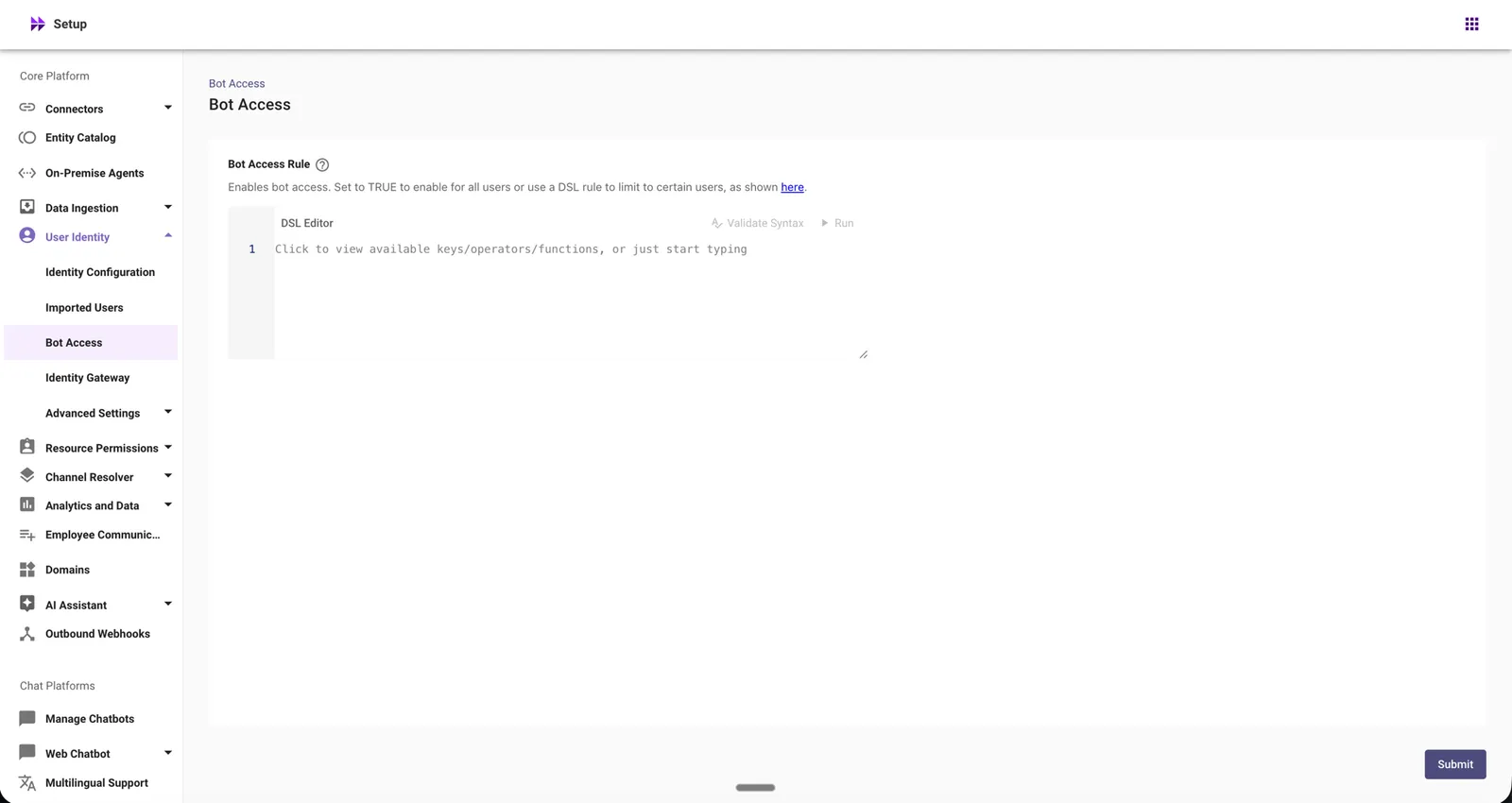 Bot Access Rule configuration in Moveworks Setup