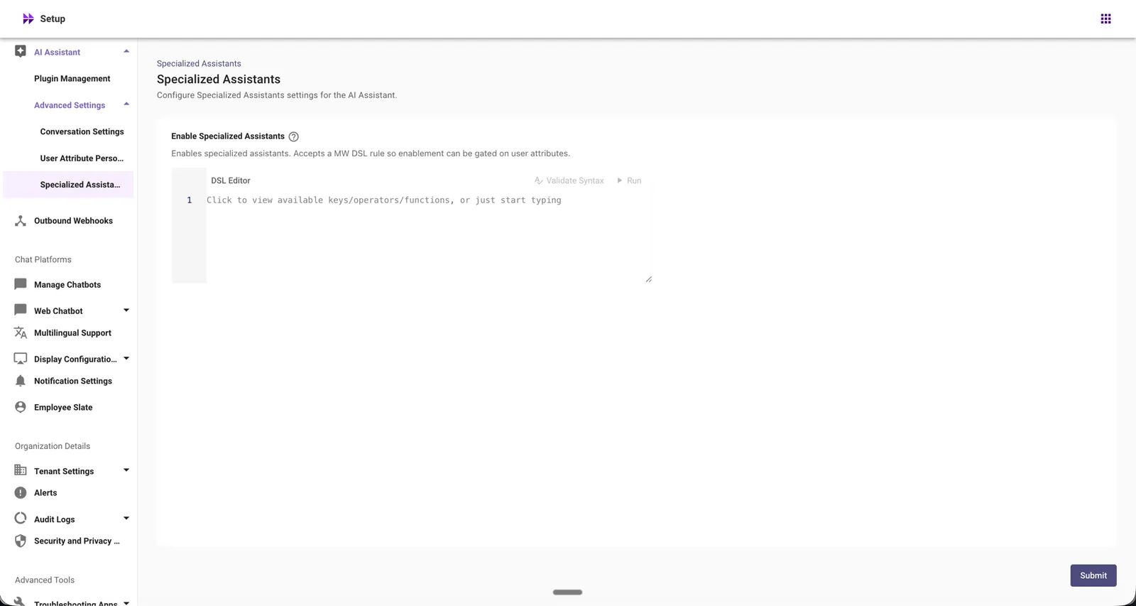 Enable Productivity Assistants in AI Assistant → Advanced Settings