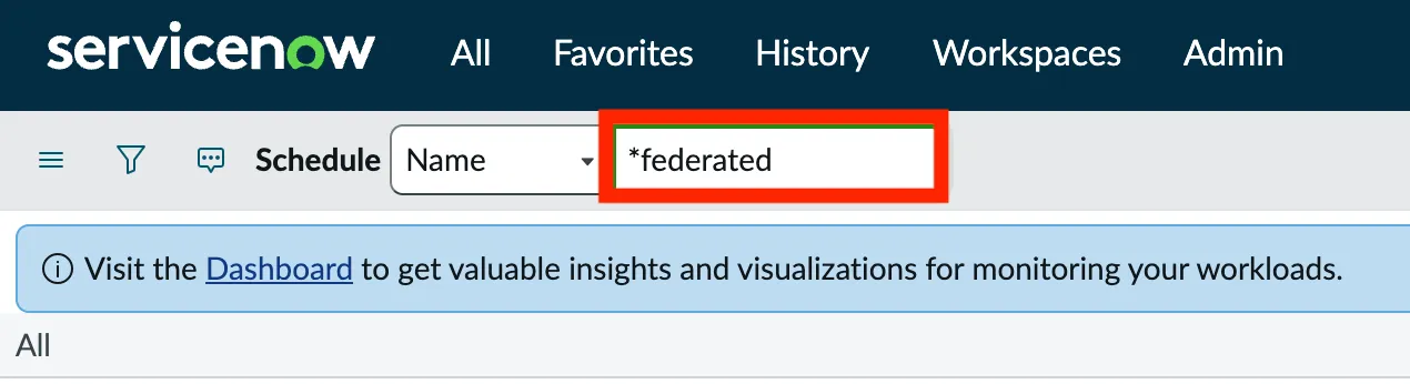Step 2: Filter Scheduled Jobs by name containing federated