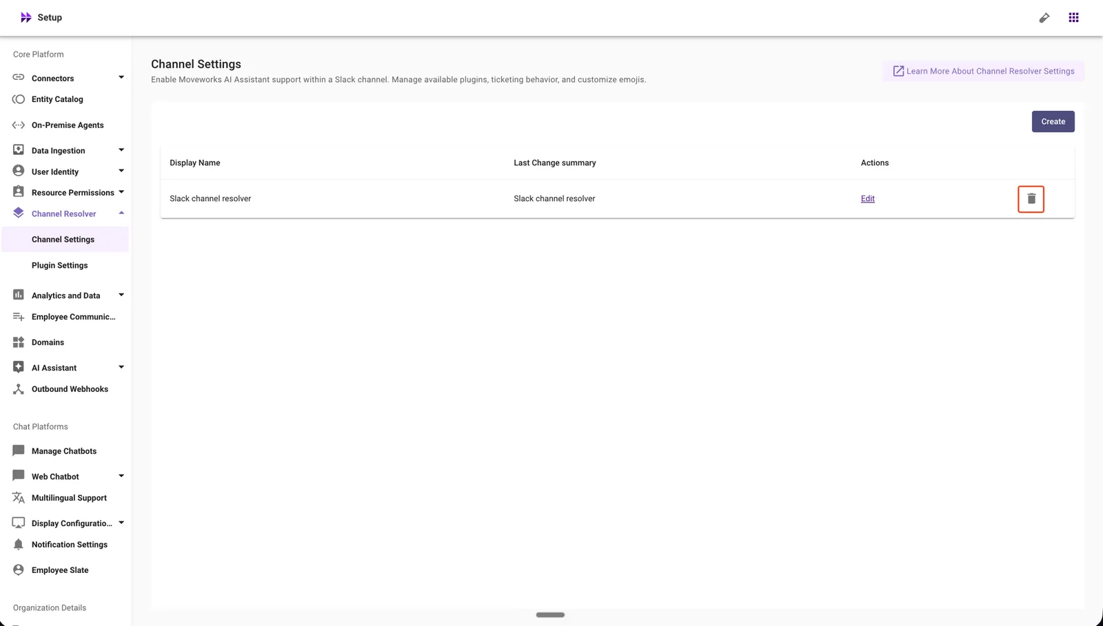 Click the delete icon next to the Channel Resolver configuration